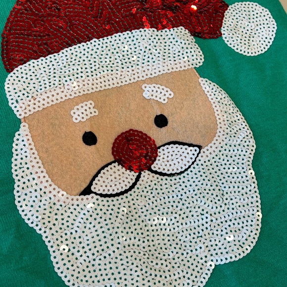 VINE & LOVE balloon sleeve sequin Santa sweater S M L - Picture 6 of 9